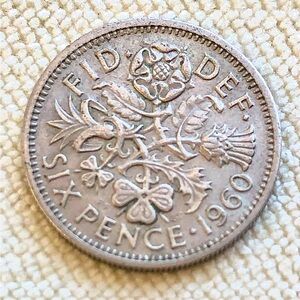 1960 UK WEDDING SIXPENCE - QUEEN ELIZABETH II